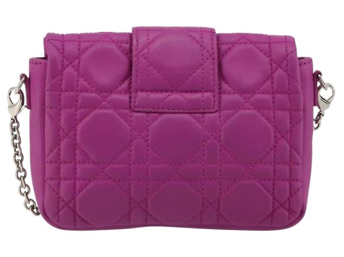 Borsa a tracolla Christian Dior Chain Cannage in pelle di agnello viola Auth 189118A Argento Porpora - vista 3