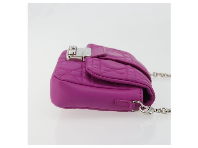 Borsa a tracolla Christian Dior Chain Cannage in pelle di agnello viola Auth 189118A Argento Porpora - vista 4