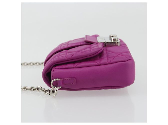 Borsa a tracolla Christian Dior Chain Cannage in pelle di agnello viola Auth 189118A Argento Porpora - vista 5