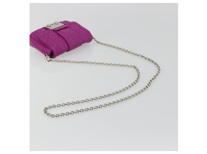 Borsa a tracolla Christian Dior Chain Cannage in pelle di agnello viola Auth 189118A Argento Porpora - vista 7