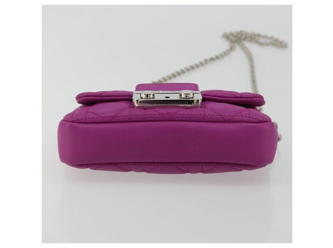 Borsa a tracolla Christian Dior Chain Cannage in pelle di agnello viola Auth 189118A Argento Porpora - vista 9