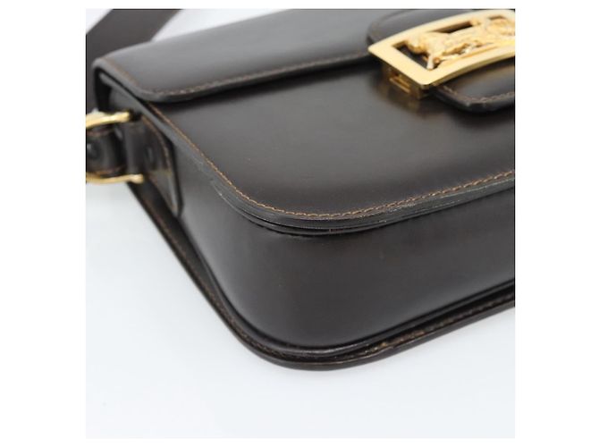 Céline Borsa a Spalla CELINE Horse Carriage in Pelle Marrone Scuro Oro Auth 189835A D'oro - vista 11