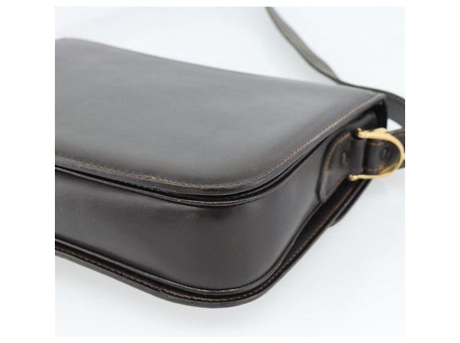 Céline Borsa a Spalla CELINE Horse Carriage in Pelle Marrone Scuro Oro Auth 189835A D'oro - vista 12