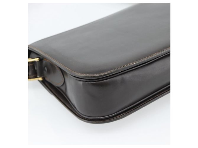 Céline Borsa a Spalla CELINE Horse Carriage in Pelle Marrone Scuro Oro Auth 189835A D'oro - vista 13