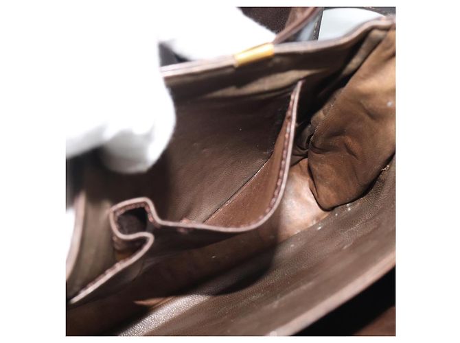 Céline Borsa a Spalla CELINE Horse Carriage in Pelle Marrone Scuro Oro Auth 189835A D'oro - vista 19