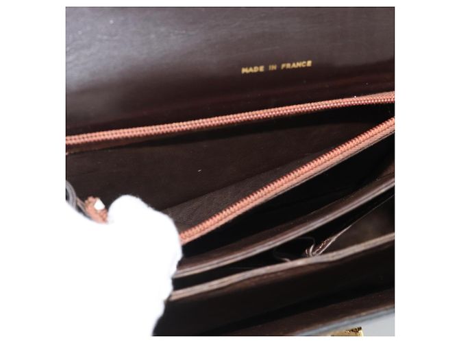 Céline Borsa a Spalla CELINE Horse Carriage in Pelle Marrone Scuro Oro Auth 189835A D'oro - vista 22