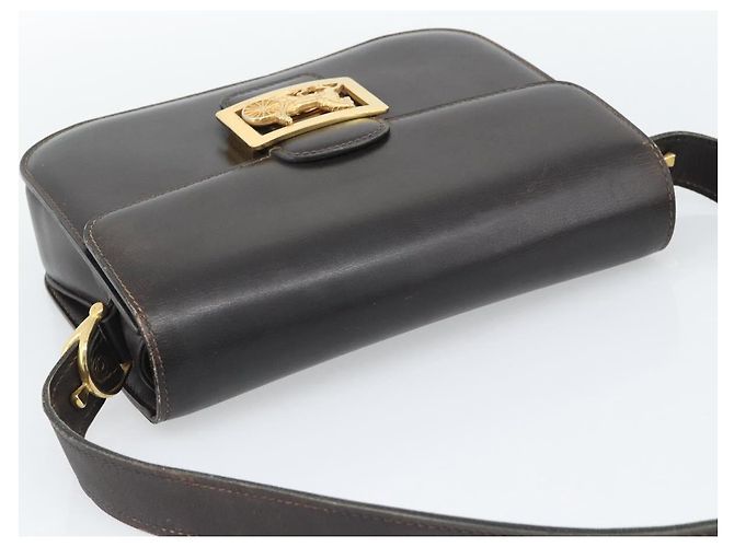 Céline Borsa a Spalla CELINE Horse Carriage in Pelle Marrone Scuro Oro Auth 189835A D'oro - vista 6