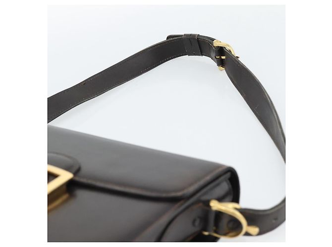 Céline Borsa a Spalla CELINE Horse Carriage in Pelle Marrone Scuro Oro Auth 189835A D'oro - vista 8