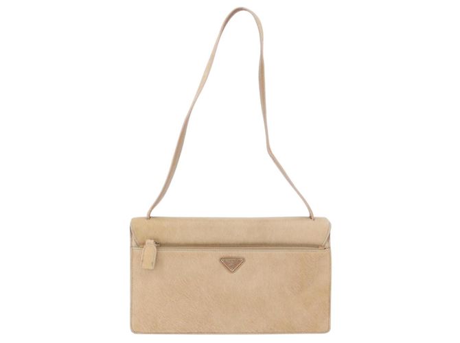 Borsa a tracolla PRADA in pelle Harako Beige Argento Auth bs35934V - vista 3