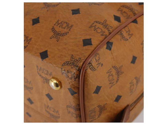 Bolso Boston MCM Vicetos de cuero marrón oro Auth 189352 Castaño Dorado - vista 10