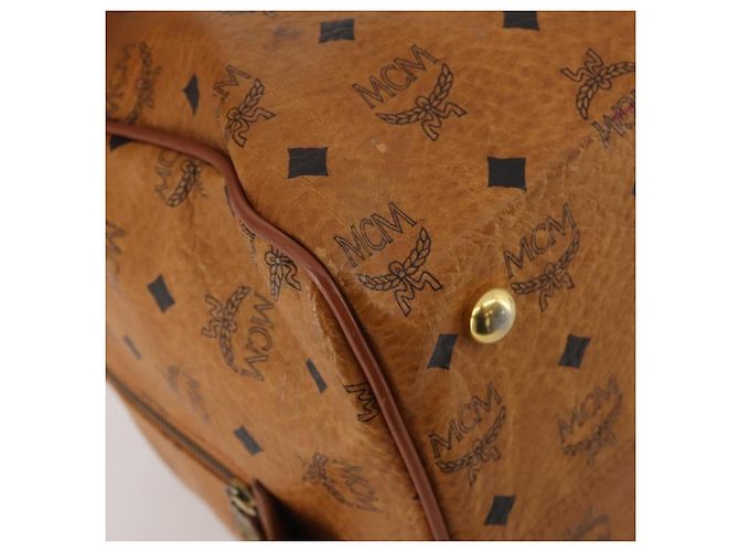 Bolso Boston MCM Vicetos de cuero marrón oro Auth 189352 Castaño Dorado - vista 11