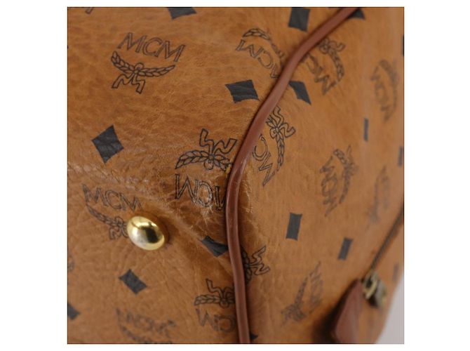 Bolso Boston MCM Vicetos de cuero marrón oro Auth 189352 Castaño Dorado - vista 12