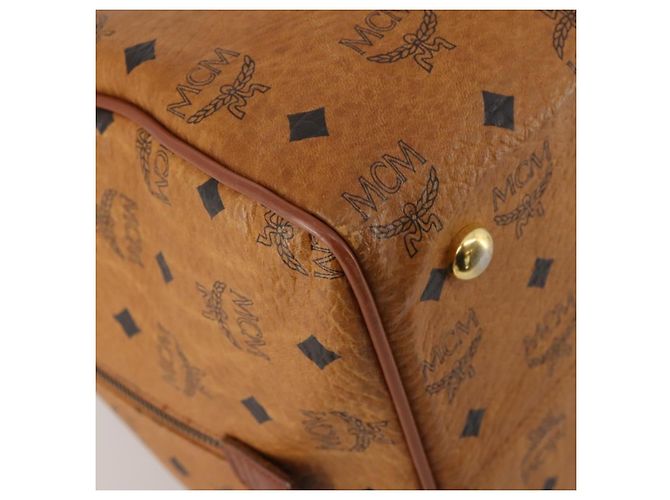 Bolso Boston MCM Vicetos de cuero marrón oro Auth 189352 Castaño Dorado - vista 13