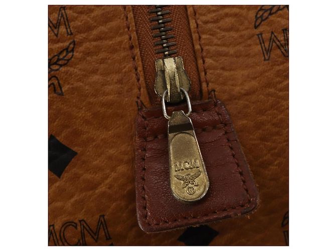 Bolso Boston MCM Vicetos de cuero marrón oro Auth 189352 Castaño Dorado - vista 15