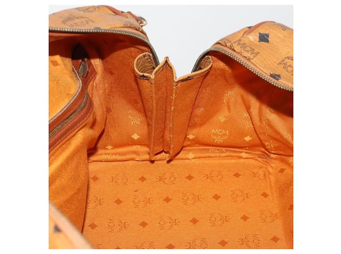 Bolso Boston MCM Vicetos de cuero marrón oro Auth 189352 Castaño Dorado - vista 17