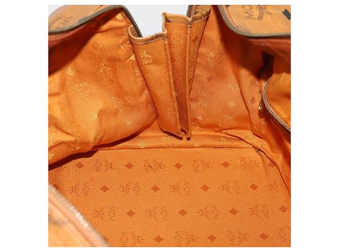 Bolso Boston MCM Vicetos de cuero marrón oro Auth 189352 Castaño Dorado - vista 18