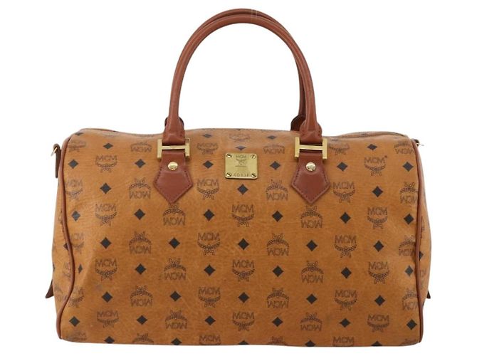 Bolso Boston MCM Vicetos de cuero marrón oro Auth 189352 Castaño Dorado - vista 2