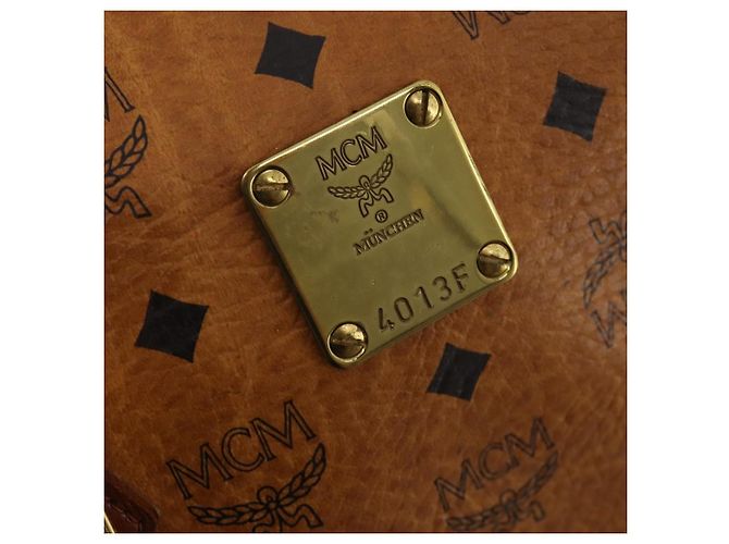 Bolso Boston MCM Vicetos de cuero marrón oro Auth 189352 Castaño Dorado - vista 21
