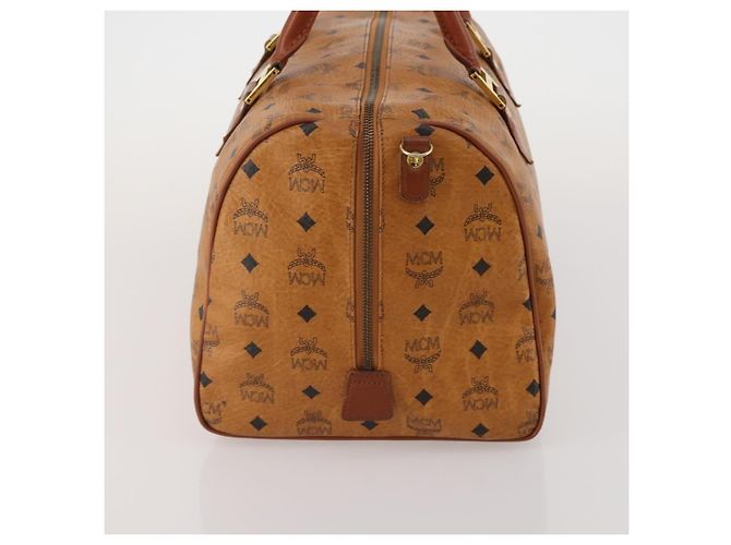 Bolso Boston MCM Vicetos de cuero marrón oro Auth 189352 Castaño Dorado - vista 4