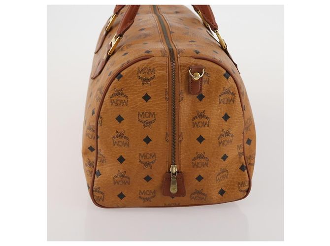 Bolso Boston MCM Vicetos de cuero marrón oro Auth 189352 Castaño Dorado - vista 5