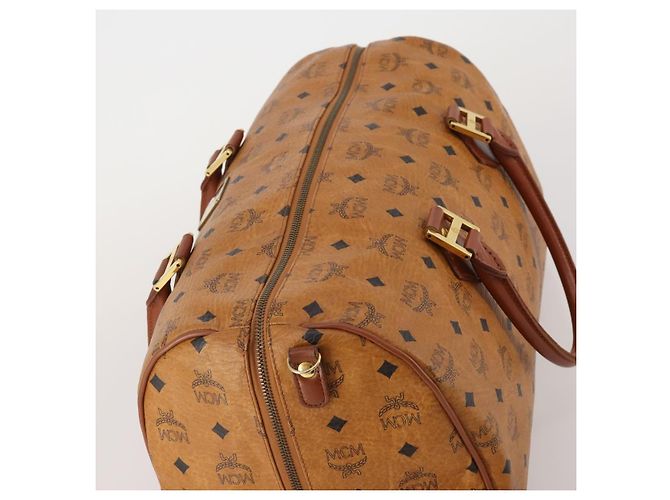 Bolso Boston MCM Vicetos de cuero marrón oro Auth 189352 Castaño Dorado - vista 6