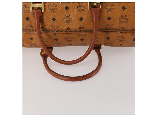 Bolso Boston MCM Vicetos de cuero marrón oro Auth 189352 Castaño Dorado - vista 7