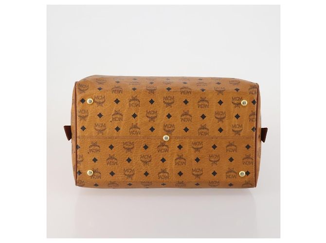 Bolso Boston MCM Vicetos de cuero marrón oro Auth 189352 Castaño Dorado - vista 9