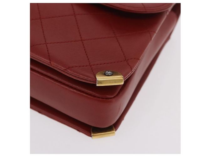 CHANEL Matelasse Chain Shoulder Bag Lamb Skin Red Gold CC Auth ka5036M Rosso D'oro - vista 13