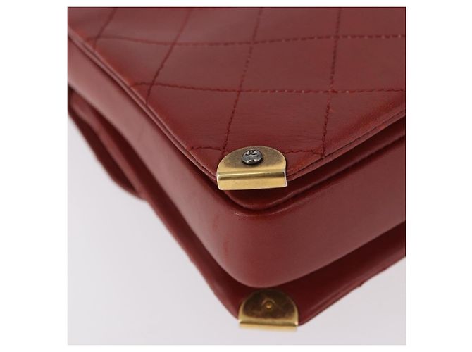 CHANEL Matelasse Chain Shoulder Bag Lamb Skin Red Gold CC Auth ka5036M Rosso D'oro - vista 14