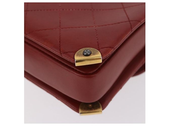 CHANEL Matelasse Chain Shoulder Bag Lamb Skin Red Gold CC Auth ka5036M Rosso D'oro - vista 15
