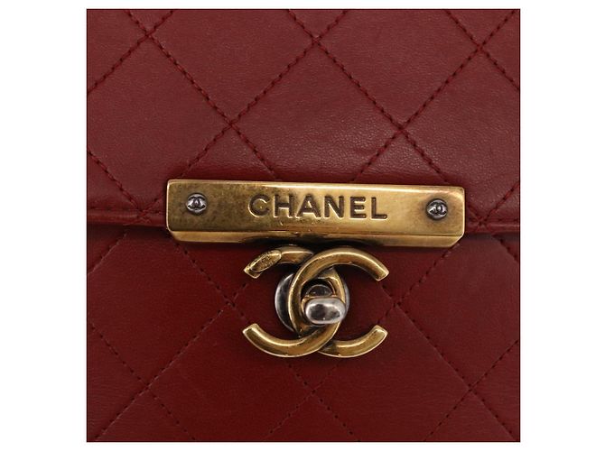 CHANEL Matelasse Chain Shoulder Bag Lamb Skin Red Gold CC Auth ka5036M Rosso D'oro - vista 16