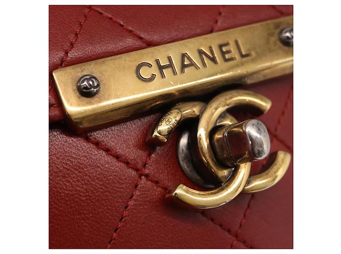 CHANEL Matelasse Chain Shoulder Bag Lamb Skin Red Gold CC Auth ka5036M Rosso D'oro - vista 17