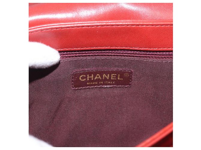 CHANEL Matelasse Chain Shoulder Bag Lamb Skin Red Gold CC Auth ka5036M Rosso D'oro - vista 19