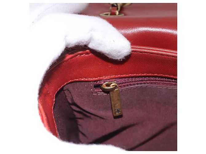 CHANEL Matelasse Chain Shoulder Bag Lamb Skin Red Gold CC Auth ka5036M Rosso D'oro - vista 23