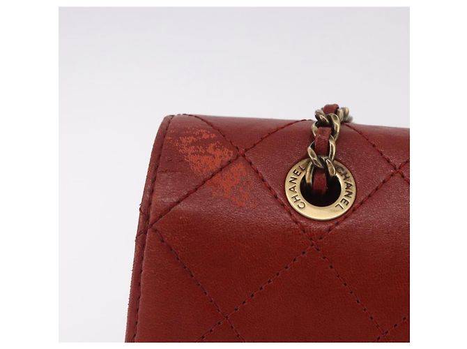 CHANEL Matelasse Chain Shoulder Bag Lamb Skin Red Gold CC Auth ka5036M Rosso D'oro - vista 3