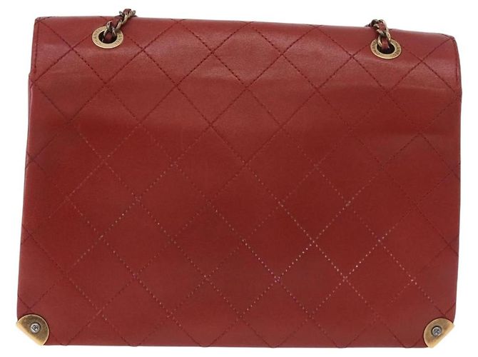 CHANEL Matelasse Chain Shoulder Bag Lamb Skin Red Gold CC Auth ka5036M Rosso D'oro - vista 4