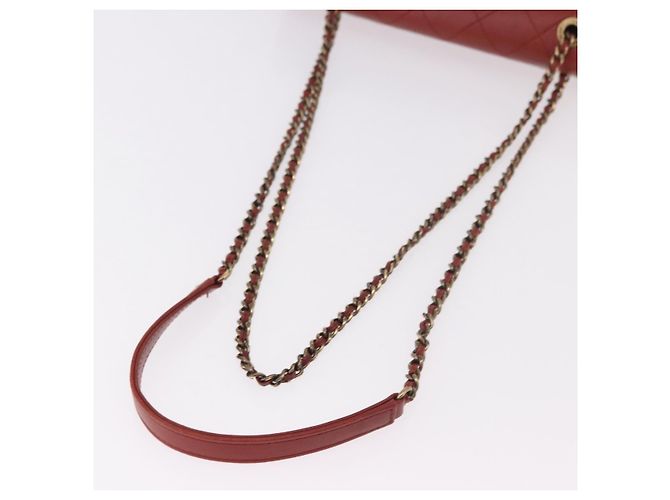 CHANEL Matelasse Chain Shoulder Bag Lamb Skin Red Gold CC Auth ka5036M Rosso D'oro - vista 8