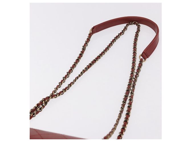 CHANEL Matelasse Chain Shoulder Bag Lamb Skin Red Gold CC Auth ka5036M Rosso D'oro - vista 9