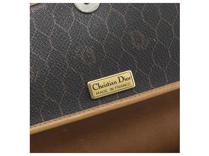 Bolsa de ombro com corrente Christian Dior Honeycomb Canvas PVC Preto Ouro Auth 189935 Dourado - vista 15