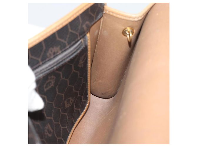 Bolsa de ombro com corrente Christian Dior Honeycomb Canvas PVC Preto Ouro Auth 189935 Dourado - vista 18