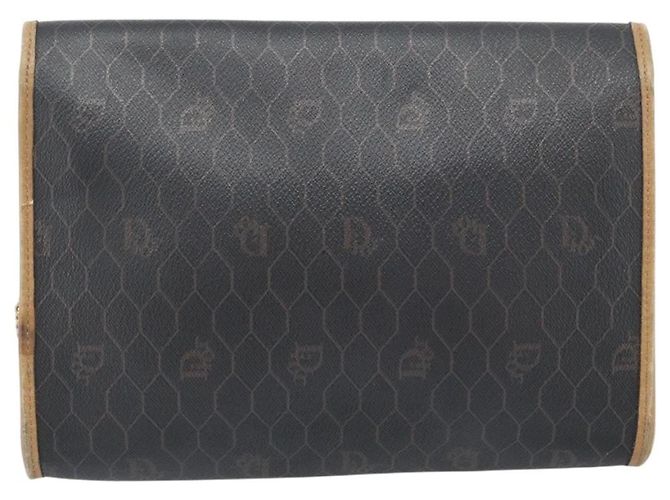 Bolsa de ombro com corrente Christian Dior Honeycomb Canvas PVC Preto Ouro Auth 189935 Dourado - vista 3