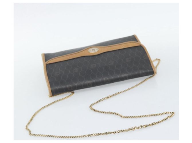 Bolsa de ombro com corrente Christian Dior Honeycomb Canvas PVC Preto Ouro Auth 189935 Dourado - vista 7