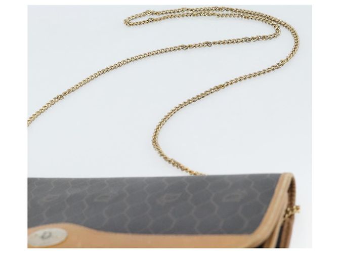 Bolsa de ombro com corrente Christian Dior Honeycomb Canvas PVC Preto Ouro Auth 189935 Dourado - vista 8