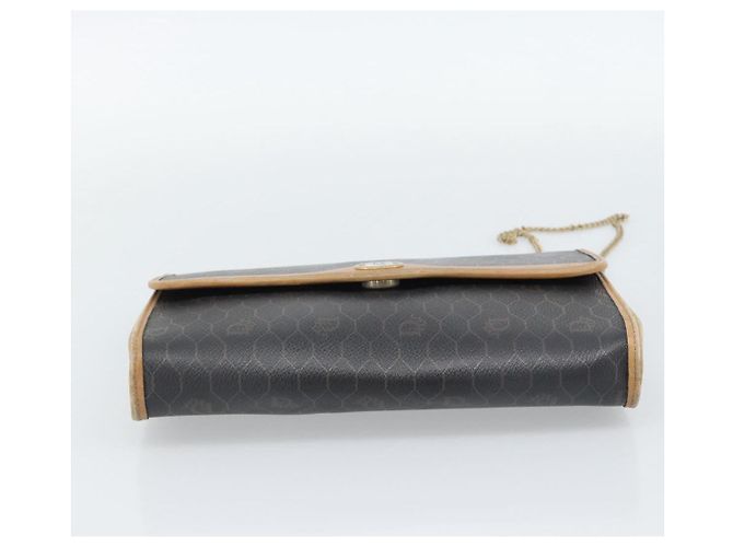 Bolsa de ombro com corrente Christian Dior Honeycomb Canvas PVC Preto Ouro Auth 189935 Dourado - vista 9