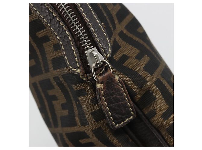 Borsa a Mano FENDI Zucca Canvas Nero Marrone Auth ka4970 - vista 14