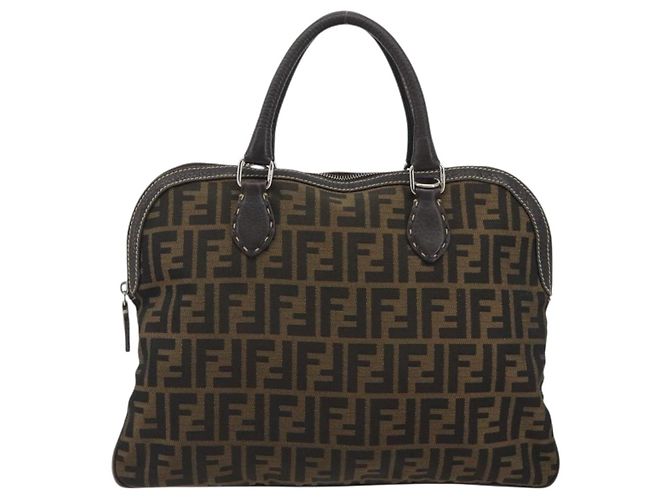 Borsa a Mano FENDI Zucca Canvas Nero Marrone Auth ka4970 - vista 2