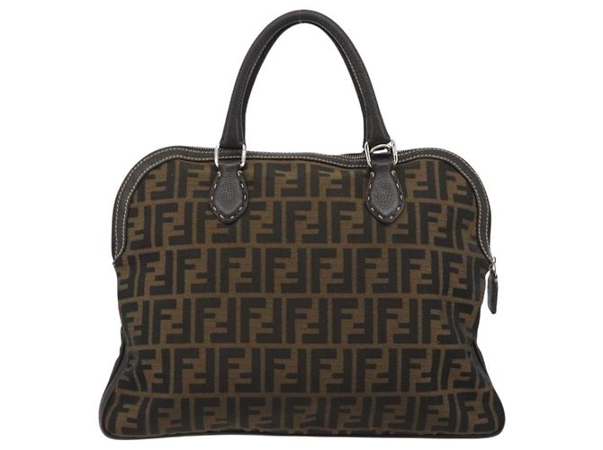 Borsa a Mano FENDI Zucca Canvas Nero Marrone Auth ka4970 - vista 3