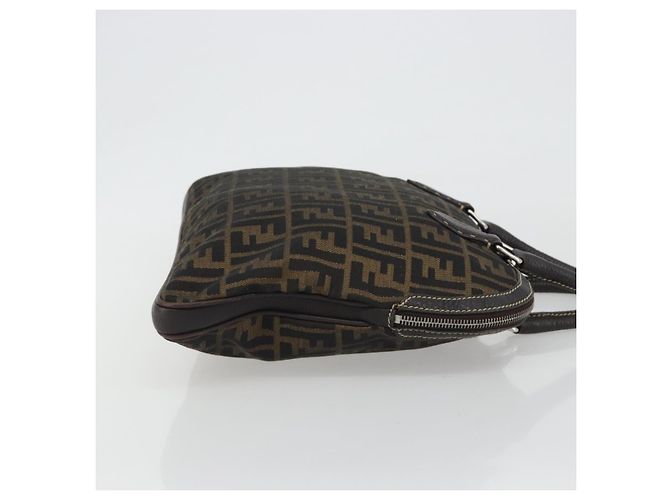 Borsa a Mano FENDI Zucca Canvas Nero Marrone Auth ka4970 - vista 4