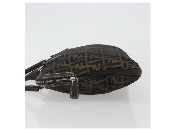 Borsa a Mano FENDI Zucca Canvas Nero Marrone Auth ka4970 - vista 5
