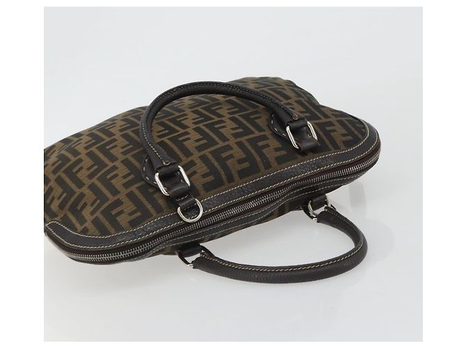 Borsa a Mano FENDI Zucca Canvas Nero Marrone Auth ka4970 - vista 6